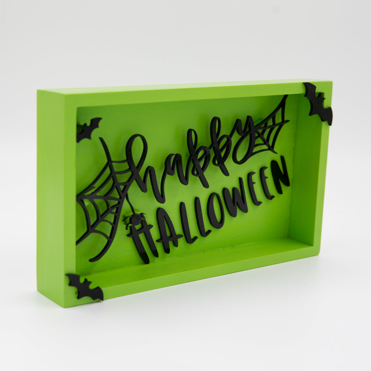 Neon Happy Halloween Shadowbox Sign