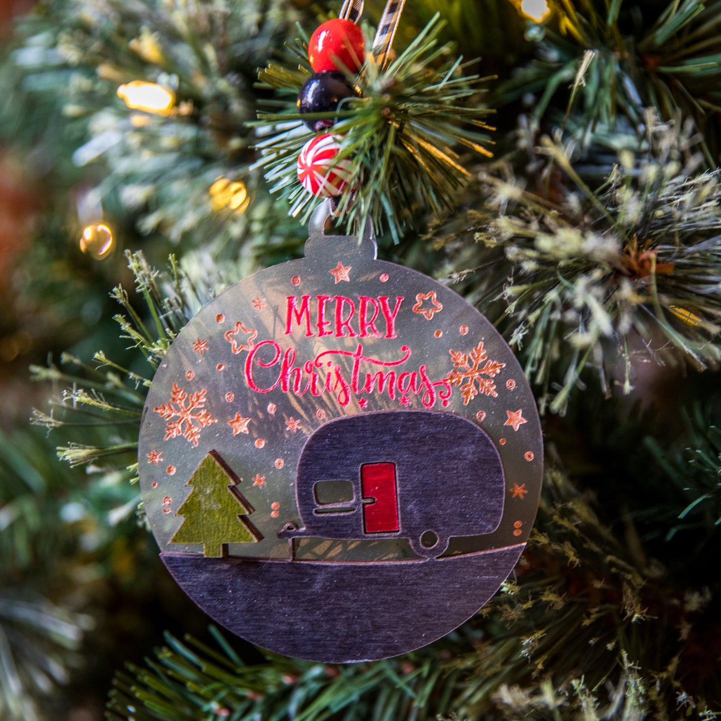 Hippie Camping Van Ornament