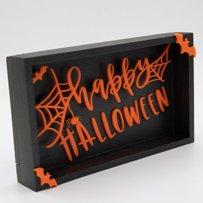 Neon Happy Halloween Shadowbox Sign