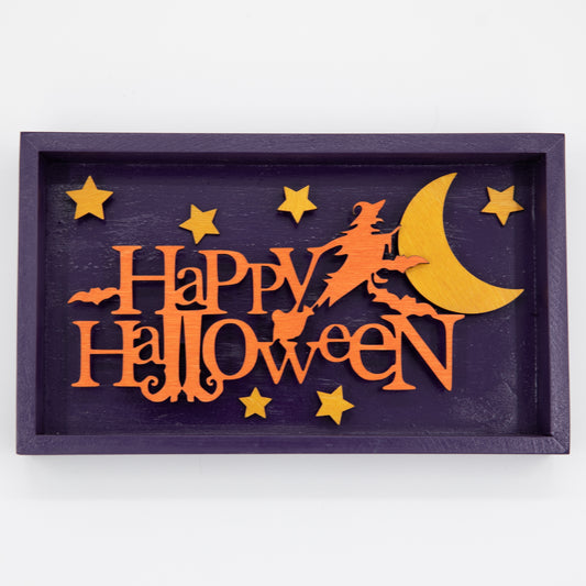 Neon Happy Halloween Shadowbox Sign